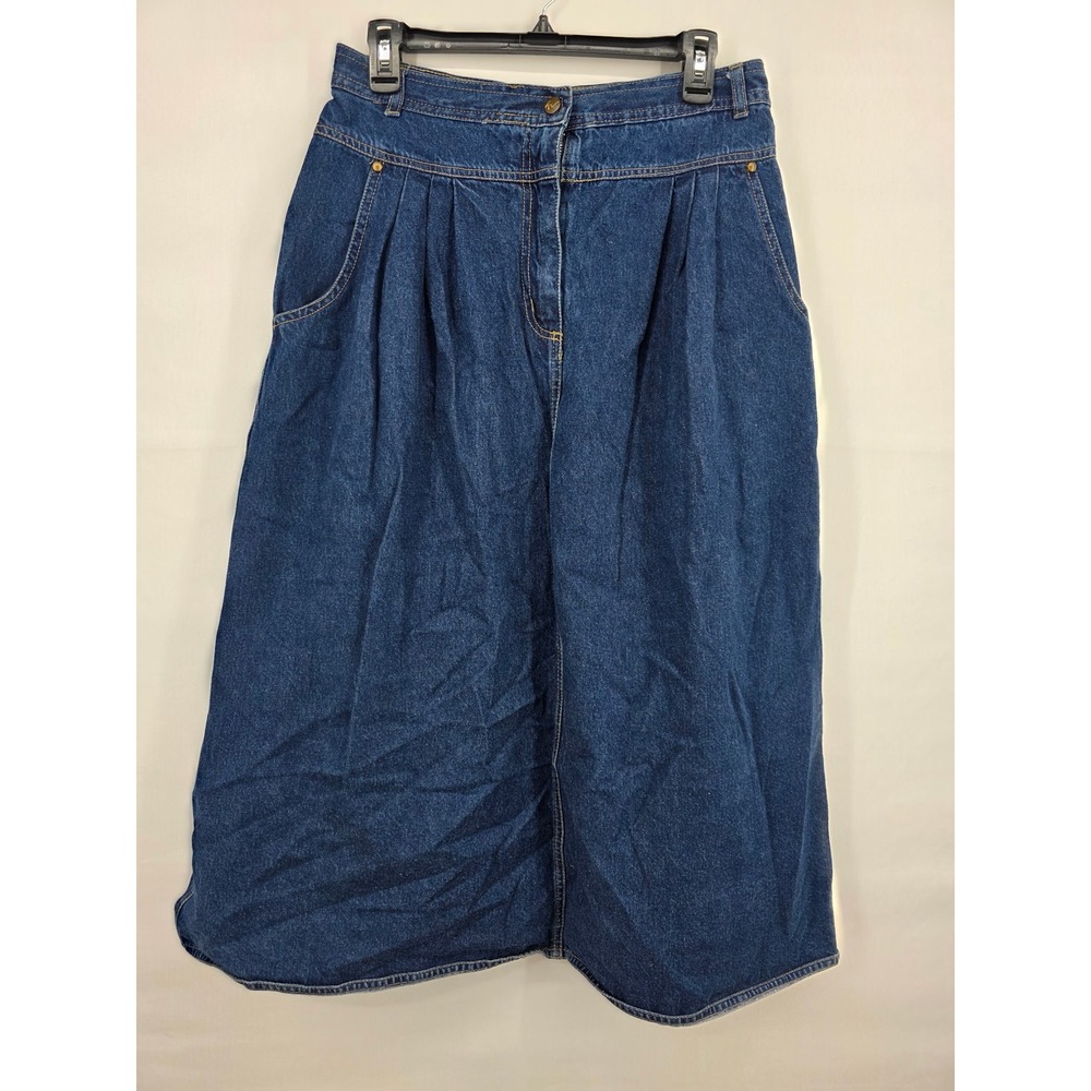 Vintage Gloria Vanderbilt Denim Culottes Dark Wash Pleated Wide Leg Pants 14